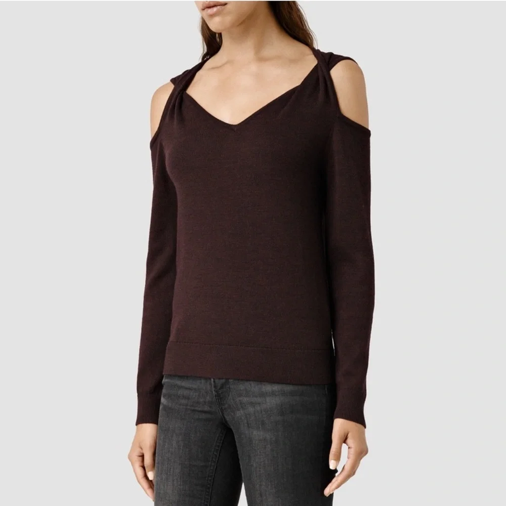 All Saints Neri Twist Cold Shoulder Jumper | SMALL
